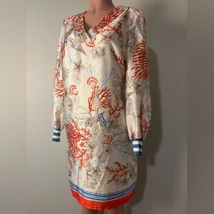 Weill Italy  Puff Long Sleeve Multicoloured Tunic Dress Size 8
